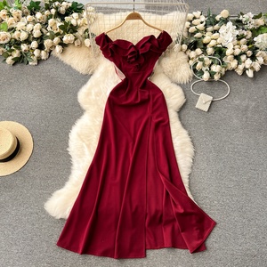Chic Styles and Comfort in long red dress with split for Trendy Women Chic Styles and Comfort in long red dress with split for Trendy Women
