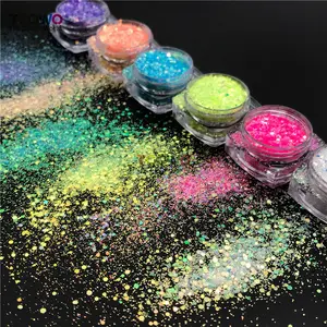 Eco-friendly Gold Background Color Iridescent Glitter Sequin Mixes Chunky Glitter For Nail Face Body Makeup Crafts Decoration