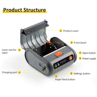 Imprimante thermique portable Android USB BT pour étiquettes, mini imprimante de reçus et de factures 25-80mm 110mm, imprimante thermique portable pour étiquettes d'expédition