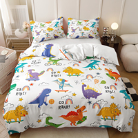 Parure de lit en polyester, style américain, imprimé numérique 3D, animaux de la forêt frais et petits, 500TC, toutes saisons, 3 pièces, housse de couette, dessin animé