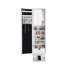 Full <strong>Mirror</strong> Hanging the Wall Storage Lockable White <strong>Jewellery</strong> <strong>Cabinet</strong> for Home - Product Image 2