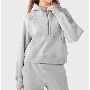 Venta al por mayor Sudaderas De Algodn <span class=keywords><strong>Con</strong></span> Capucha Mujer 1/4 Cremallera Sudadera Mujer Oversized Zip up <span class=keywords><strong>Hoodie</strong></span> - Product Image 3