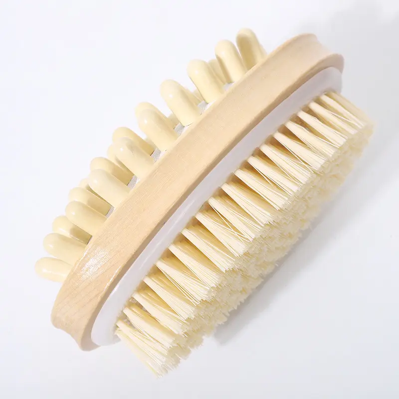 Wholesale High Quality Bamboo Dry Skin Body Brush Boar Bristles Bath massage brush double-sided nylon bath brush