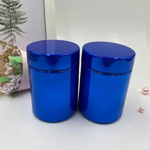 2盎司6盎司8盎司10盎司16盎司20盎司电镀金属蓝色高密度聚乙烯瓶制造商包装乳清蛋白的塑料粉末容器