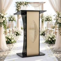 Pupitre de luxe gris fumé, support de discours architectural moderne, podium de maître de cérémonie pour mariages et événements de conférence