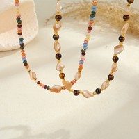 Collier ras du cou délicat en perles de pierre naturelle, accessoires de bijoux pour l'été, la plage et les vacances
