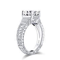 Vente chaude mariée luxe 3 carats CZ cubique zircon bague en argent Sterling 925 Simple classique anneaux de mariage pour les femmes