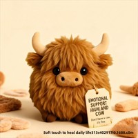 CHIQUE 2026 Nouvelle Arrivée Peluche Vache des Highlands Brodé Super Doux en Polyester avec Rembourrage Coton PP, Jouet Vache à Poils Longs