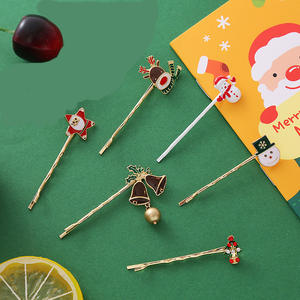Pinces à cheveux créatives pour <span class=keywords><strong>arbre</strong></span> de Noël Nouveau design Père Noël Elk Alliage d'or Accessoires de cheveux pour enfants pour la fête - Product Image 1