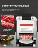 Machine à trancher la viande électrique commerciale en acier inoxydable pour bœuf, porc, jambon, fromage, légumes