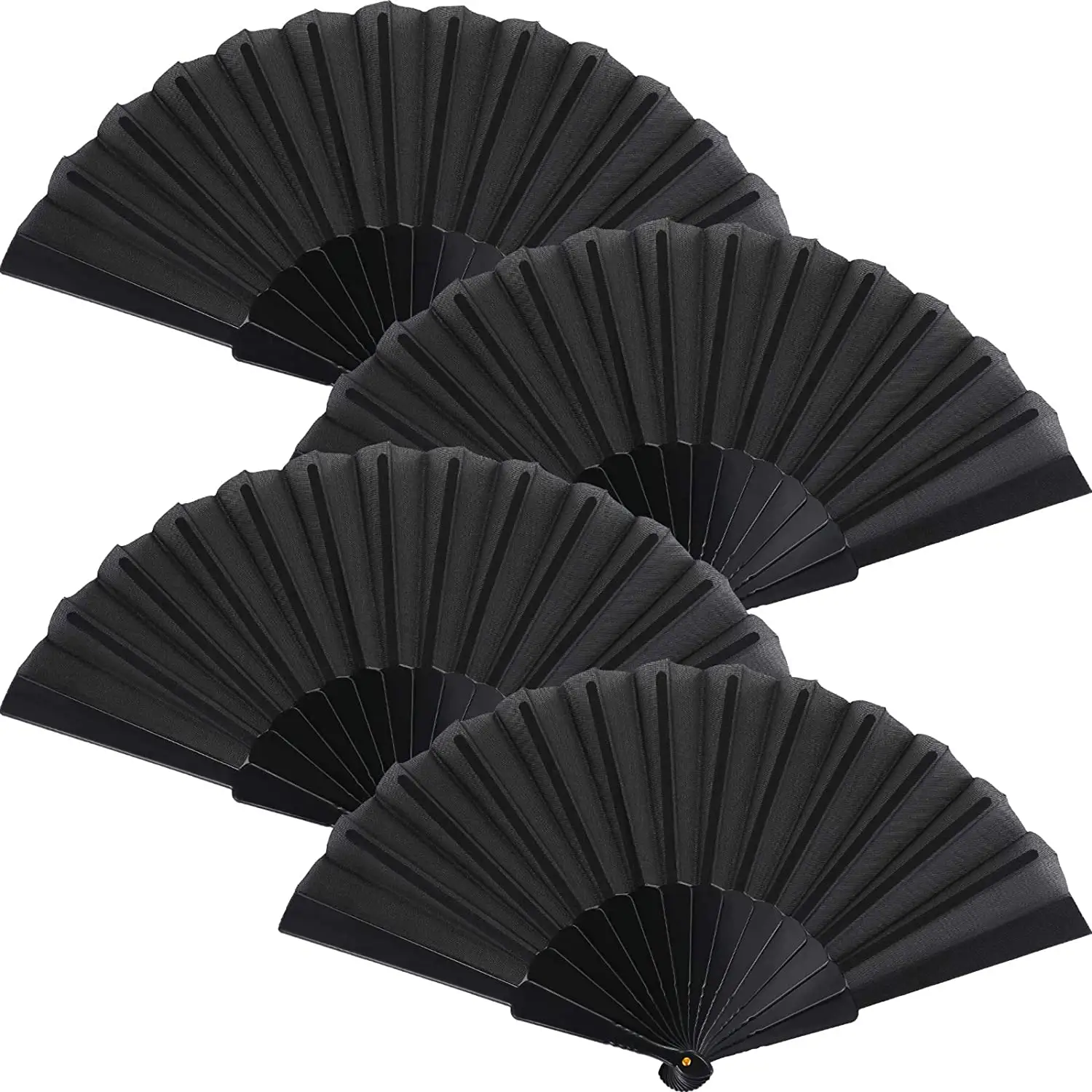 Shunli white custom printed bamboo folding hand paper fan cheap custom printing and shape paper hand fan black paper hand fan