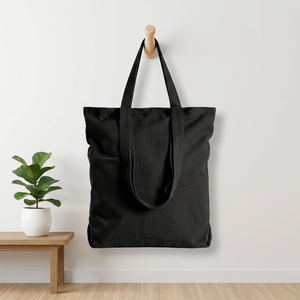 Sac fourre-tout en coton noir épais et résistant avec logo personnalisé - Product Image 1