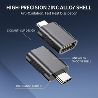 Adaptor USB-C USB 3.1 Kualitas Tinggi BWVV Zinc Alloy 10Gbps, Konverter OTG Thunderbolt 4/3 untuk Laptop dan Perangkat Tipe-C Model HXT-U260137