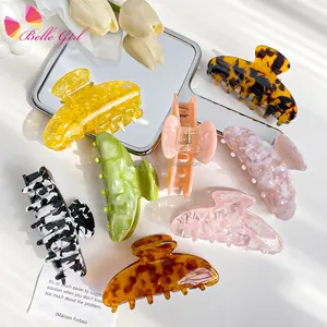 BELLEWORLD custom colors charm crab claw clamp ponytail holders hair acetic acid tortoiseshell claw clips high quality female