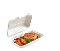 Scatola per Hamburger Biodegradabile in Polpa di Canna da Zucchero, Imballaggio Alimentare Monouso per Vendita Online, Confezione per Torte e Bento