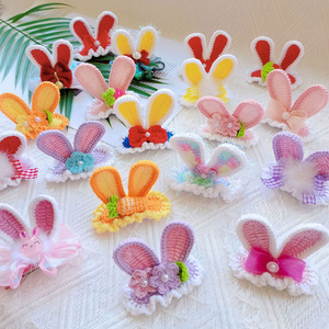 <span class=keywords><strong>3D</strong></span> tai thỏ BB Clip 100% hmade Kẹp Tóc Cô Gái sợi Crochet dễ thương cà rốt trẻ em Phụ kiện tóc - Product Image 1
