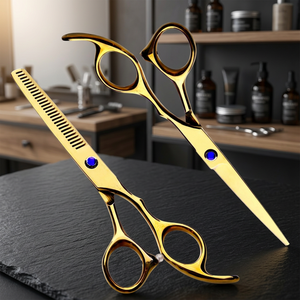 Ciseaux de coiffure professionnels japonais en or rose de 6 pouces pour droitiers, pliables, 32 dents, manche court, respectueux de l'environnement, VG10 - Product Image 4