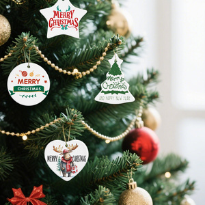 Tùy Chỉnh Trái Tim Round Shape Gốm Trang Trí Thiết Kế Tối Giản Giáng Sinh Sứ Trang Trí Mặt Dây Chuyền Cho Trang Trí Cây Giáng Sinh - Product Image 6