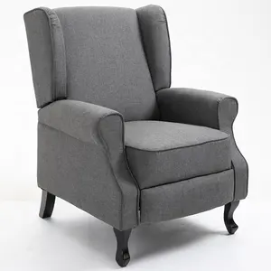 Contemporary Living Room High Wingback Microfiber Fabric Easy Push Back Recliner Chair