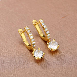 Pendientes de Diamantes de Oro Blanco, Corte Brillante Redondo, Color G, Diamante Natural, Joyería Clásica de Compromiso para Mujer - Product Image 6