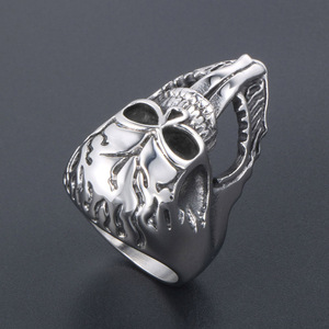 Punk Series Tongue Out Skull <b>Ring</b> Halloween Men's Jewelry <b>Titanium</b> Steel SA897 - Product Image 3