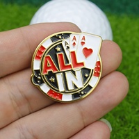 Nouveau marqueur de balle de golf en émail peint au fer, design créatif Porker, avec clip pour chapeau, en stock, prêt à être expédié, ensemble de marqueurs de balle de golf