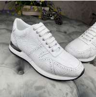 Chaussures de sport pour hommes en cuir de crocodile véritable de luxe, chaussures confortables pour la marche, baskets blanches tendance, chaussures décontractées pour hommes