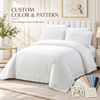 Ensemble de literie en satin 100% coton de luxe pour hôtel 5 étoiles, avec bordure en dentelle, housse de couette, drap et taies d'oreiller, pour la vente en gros aux hôtels