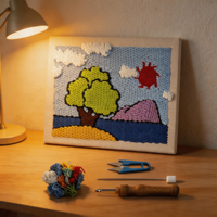 Kits de broderie au point de croix faits main en coton encadré avec logo personnalisé, pour débutants, faciles à réaliser