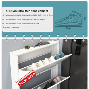 Étagère à chaussures murale en acier moderne avec un grand tiroir de rangement, résistante à la rouille, facile à assembler, pour les centres commerciaux et la maison - Product Image 5
