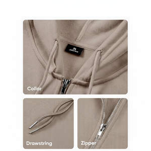Sudaderas con capucha informales de algodón con cordón para hombre 2025, sudaderas con capucha con cremallera completa de lana, antiarrugas, anticontracción, estampado de pantalla, patrón sólido - Product Image 1