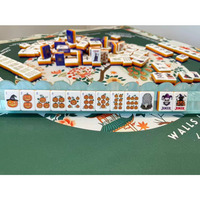Jeu de Mahjong Américain Personnalisé Toile d'Araignée Bleue pour Halloween, 4 Couches, pour Jeux de Société et Divertissement