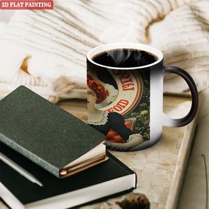 Frosted Black Heat Sensitive Magic Mug 11oz <b>Ceramic</b> Drinking <b>Cup</b> Round Rim Smooth Design - Product Image 3