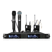 Sistema de Karaoke de Doble Canal con Micrófono Dinámico de Solapa, Micrófono Inalámbrico de Mano UHF