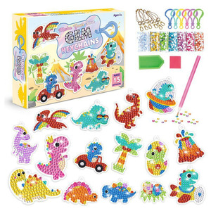 Gran oferta, juego de 8 Uds., cuentas de cristal de plástico, llaveros, puntos redondos DIY, pintura de diamantes para niños, sujetos para niñas embalados en caja - Product Image 3