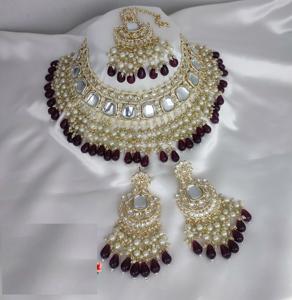 Global Wedding Industry and Ethnic Fashion Boutiques <b>Indian</b> Traditional Kundan Jewelry <b>Set</b> 18K Gold Plated Bridal Necklace - Product Image 5