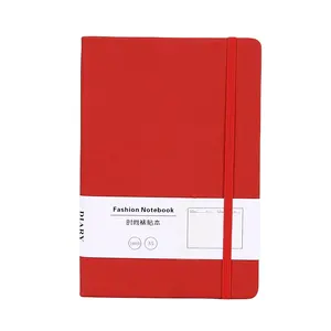 Harga terbaik Notebook kustom kecil kulit merah Hardcover Notebook bergaris kustom Notebook penjilid termal cetak Logo kustom