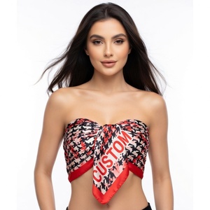 Sciarpa <span class=keywords><strong>Bandana</strong></span> in Seta <span class=keywords><strong>Rossa</strong></span> a Pied-de-Poule alla Moda con Logo Personalizzato per Abbigliamento Estivo da <span class=keywords><strong>Donna</strong></span> - Product Image 1