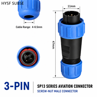 Connecteur d'aviation étanche HYSF SUBSEA SP13 à 3 broches, prise mâle, câble à verrouillage par vis, connecteur circulaire pour équipement marin et extérieur