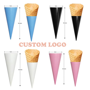 Manchon en papier kraft recyclable à double paroi avec logo personnalisé Papier d'emballage personnalisé de qualité alimentaire pour cornet de crème glacée - Product Image 4