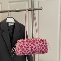Sac sous le bras à cordon de serrage imprimé léopard, style audacieux inspiré des créateurs, ambiance rétro Y2K, chic et polyvalent, petit sac