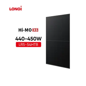 لوحة طاقة شمسية من Longi في مخزن أوروبا HI-MO 6 X6 بقدرة 435 وات 440 وات 445 وات سعر لوحة طاقة شمسية باللون الأسود LR5-54HTB بقدرة 440 وات للاستخدام المنزلي