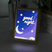 Peinture légère Photo LED Cadre acrylique Cadres photo en bois personnalisés avec lumière LED Peinture pour peintures légères et disp