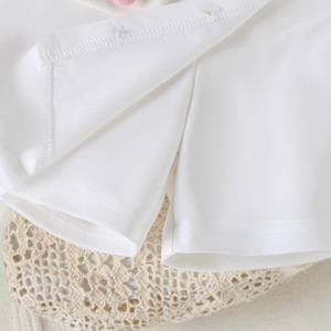 Conjunto de Dos Piezas de Ropa para Niñas, Top sin Mangas con Cuello <span class=keywords><strong>y</strong></span> Abertura en el Pecho <span class=keywords><strong>y</strong></span> Pantalones Cortos Acanalados - Product Image 2