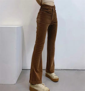 Wholesale <strong>High</strong> End <strong>Corduroy</strong> Flared Pant <strong>Women</strong> <strong>Trousers</strong> <strong>High</strong> <strong>Waist</strong> Trendy Casual Pants - Product Image 1