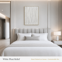Œuvre d'art abstraite moderne faite à la main, tissu beige avec relief inspiré, fond blanc, peinture murale de paysage peinte à la main