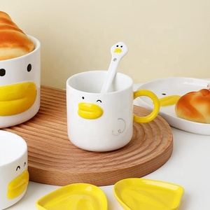 Set di Tazze in Ceramica a Forma di Anatra con Cucchiaio, <span class=keywords><strong>Becco</strong></span> e Manico Gialli, Sostenibile, Grande Capacità per Bambini o Appassionati di Cartoni Animati - Product Image 5