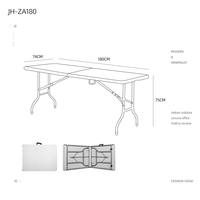 Table de salle à manger en plastique, table portable et pliable, 8 pieds