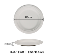 Assiette ronde en bagasse de canne à sucre de 8,86 pouces, résistante à la graisse, compatible micro-ondes, compostable