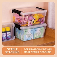 Bacs de rangement en plastique NFS noirs avec fermoir à boucle, empilables, transparents, pour la maison, le garde-manger, le bureau, la salle de classe